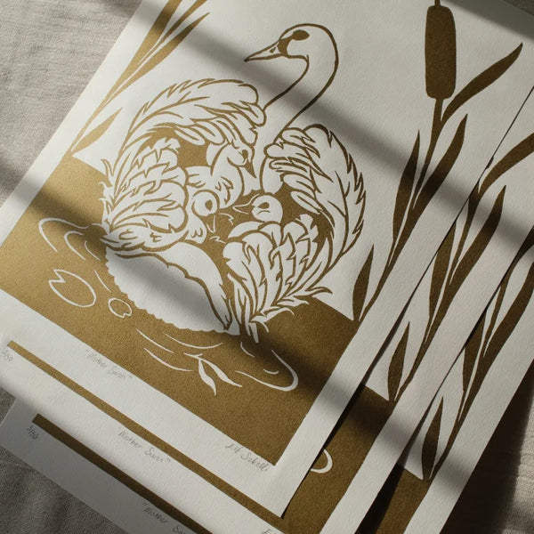 Mother Swan ✦ Orjinal Linöl Baskı